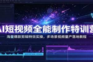 AI短视频全能制作特训营：海量爆款剪辑特效实操，多场景视频量产落地教程