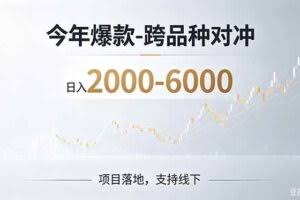 （19150期）2026创业新风口—跨品种对冲震撼首发！日收益2000-6000+，项目绿色长久，安全稳健