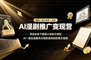 （19193期）AI漫剧推广变现营，零成本拿下番茄小说官方授权，AI一键生成剧本分镜批量做爆款推文视频