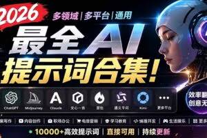 （19240期）2026最全AI提示词合集！多领域多平台通用，涵盖AI绘画、电商主图、爆款文案，脚本创作等