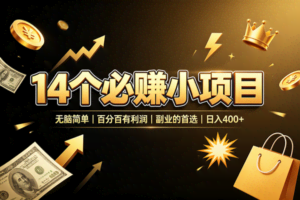 （19267期）14 个必赚小项目，无脑简单，百分百有利润，副业的首选，日入 400+