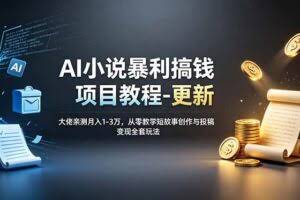 （19293期）AI小说暴利搞钱项目教程-更新，大佬亲测月入1-3万，从零教学短故事创作与投稿变现全套玩法