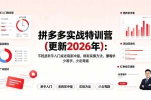 （19291期）拼多多实战特训营(更新2026年)：不管是新手入门或老商家冲量，都有实操方法，跟着学，少走弯路