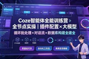 （19324期）Coze智能体全能训练营：全节点实操｜插件配置×大模型×循环批处理×对话流×数据库构建全教学