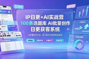 （19353期）IP日更+AI实战营：IP置顶视频制作×100条选题库搭建×10条日更规划，AI批量创作内容，建立稳定日更获客系统