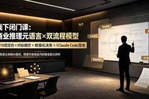 （19381期）线下闭门课：商业推理元语言×双流程模型×10倍定价×对标模仿×数据化决策×Claude Code落地，击穿认知盲区