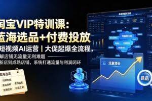 （19399期）淘宝VIP特训课：蓝海选品+付费投放｜短视频AI运营｜大促起爆全流程，破解店铺无流量无利润难题