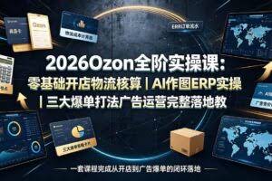 （19400期）2026Ozon全阶实操课：零基础开店物流核算｜AI作图ERP实操｜三大爆单打法广告运营完整落地教程