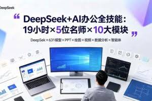 （19411期）DeepSeek+AI办公全技能：19小时×5位名师×10大模块，DeepSeek×631模型×PPT×绘图×视频×数据分析×智能体