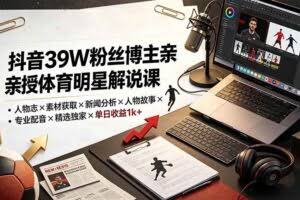 （19476期）抖音39W粉丝博主亲授体育明星解说课：人物志×素材获取×新闻分析×人物故事×专业配音×精选独家×单日收益1k+