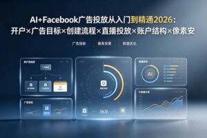 （19465期）AI+Facebook广告投放从入门到精通2026：开户×广告目标×创建流程×直播投放×账户结构×像素安装×AI赋能