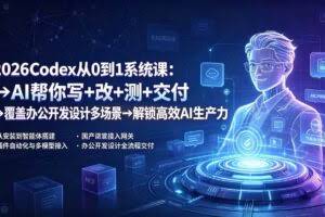 （19461期）2026Codex从0到1系统课：→AI帮你写+改+测+交付→覆盖办公开发设计多场景→解锁高效AI生产力