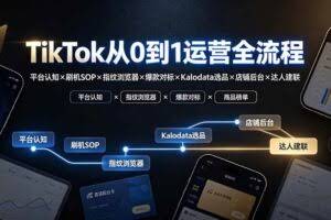 （19480期）TikTok从0到1运营全流程：平台认知×刷机SOP×指纹浏览器×爆款对标×Kalodata选品×店铺后台×达人建联