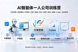 （19502期）AI智能体一人公司训练营：工作原理×功能模块×IP策划×文案×绘画×设计×运营×算法×直播×Codex一站式教学
