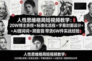 （19538期）人性思维格局短视频教学：20W博主亲授×标准化流程×字幕封面设计×AI提示词×橱窗带货6W件实战经验