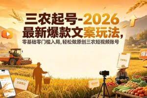 （19537期）三农起号-2026 最新爆款文案玩法，零基础零门槛入局，轻松做原创三农短视频账号