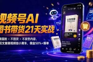 （19559期）繁花视频号AI图书带货21天实战：不用露脸×不囤货×不发愁内容，AI写文案做视频挂小黄车，佣金50%+爆单