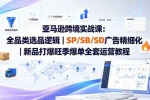 （19563期）亚马逊跨境实战课-更新：全品类选品逻辑｜SP/SB/SD广告精细化｜新品打爆旺季爆单全套运营教程