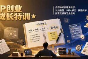 （19567期）IP创业成长特训★自媒体实体通用教学：认知重塑、IP核心模型、赛道拆解、配套实操练习全指南