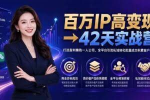 （19589期）百万IP高变现→42天实战营｜打造盈利赚钱一人公司，全平台引流私域转化批量成交积累客户案例