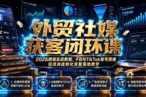 （19611期）外贸社媒获客闭环课｜2026跨境实战教程，FB与TikTok账号搭建投流询盘转化完整落地教学
