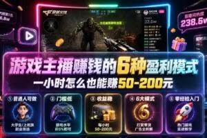 （19627期）付费文章：游戏主播赚钱的6种盈利模式，一小时怎么也能赚50-200元