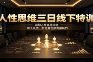 人性思维三日线下特训：深挖人性底层规律，识人设防、布局变现抓流量风口