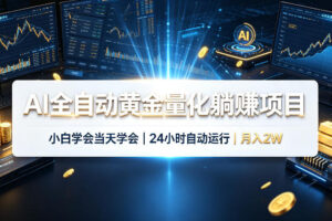 AI全自动黄金量化躺賺项目，24小时自动运行，月入2W！