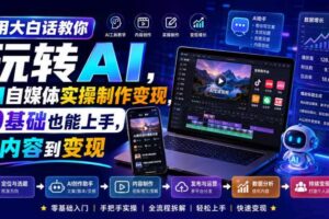 用大白话教你玩转AI，AI自媒体实操制作变现，0基础也能上手，从内容到变现