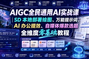 AIGC全民通用AI实战课｜SD本地部署绘图、万能提示词、AI办公提效、自媒体爆款选题全维度零基础教程