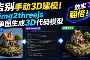 告别手动3D建模！img2threejs单图生成3D代码模型，效率翻倍！
