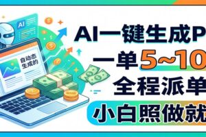 AI一键生成PPT，一单5~10张，全程派单，小白照做就赚