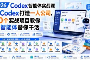2026 Codex智能体实战课，用Codex打造一人公司，20个实战项目教你AI智能体替你干活