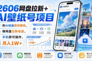 2606网盘拉新+AI壁纸号项目,用AI绘画原创壁纸,賺网盘拉新收益,手机即可操作,月入1W+