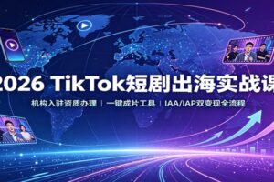 2026 TikTok短剧出海实战课：机构入驻资质办理，一键成片工具，IAA/IAP双变现全流程