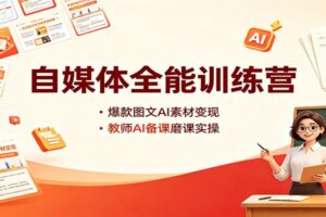 自媒体全能训练营：爆款图文AI素材变现，教师AI备课磨课实操