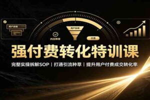 强付费转化特训课：完整实操拆解SOP，打通引流种草，提升用户付费成交转化率