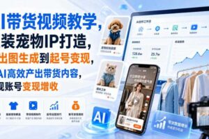 AI带货视频教学，服装宠物IP打造，从出图生成到起号变现，用AI高效产出带货内容，实现账号变现增收