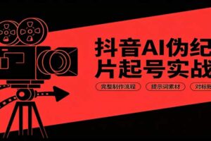 抖音AI伪纪录片起号实战课：完整制作流程，提示词素材，对标账号分析