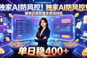 独家AI防风控！解锁百度联盟全自动挂G，单日稳400+，主业副业均可【揭秘】