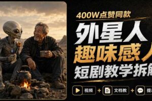 400W点赞同款外星人趣味感人短剧教学拆解，视频+文档教+提示词