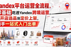 Yandex平台运营全流程,零基础吃透Yandex跨境运营,从开店选品到定价上架,新手一站式入门出单