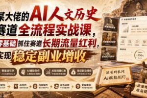 某大佬的AI人文历史赛道全流程实战课，零基础抓住赛道长期流量红利，实现稳定副业增收