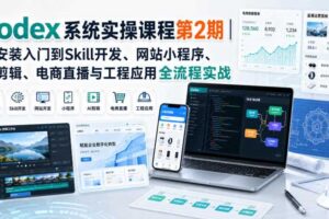 Codex系统实操课程第2期｜从安装入门到Skill开发、网站小程序、AI剪辑、电商直播与工程应用全流程实战