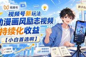 视频号新玩法动漫画风励志视频，持续化收益【小白首选啊】