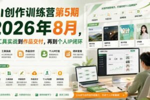 AI创作训练营第5期2026年8月，从工具实战到作品交付，再到个人IP闭环
