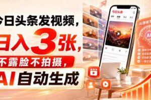 今日头条发视频，日入3张，不露脸不拍摄，AI自动生成