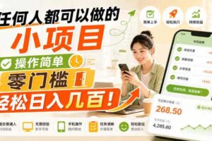 任何人都可以做的小项目:操作简单,零门槛轻松日入几百!【揭秘】