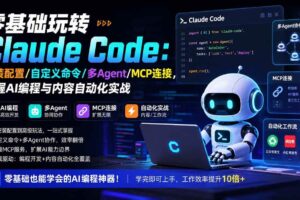 （19888期）零基础玩转Claude Code：安装配置/自定义命令/多Agent/MCP连接，掌握AI编程与内容自动化实战
