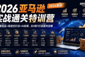 （19907期）2026亚马逊实战通关特训营-2026更新，多维选品+渐进式打法+AI应用，从0到1打造盈利店铺